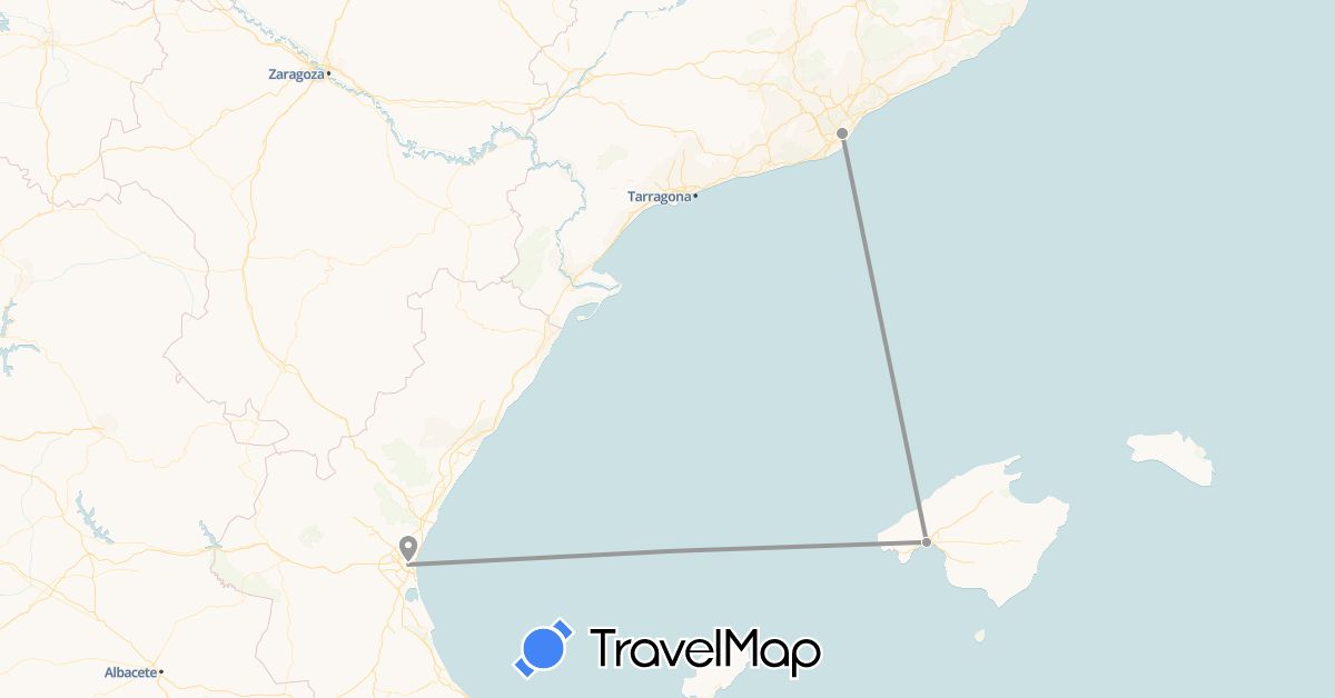 TravelMap itinerary: plane in Spain (Europe)